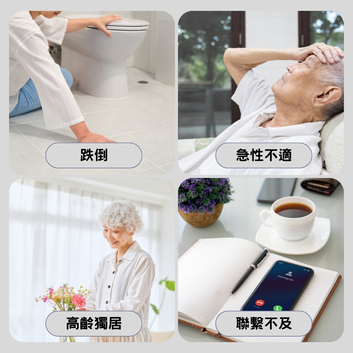 遠距守護的難題: 跌倒. 急性不適. 高齡獨居. 聯繫不及